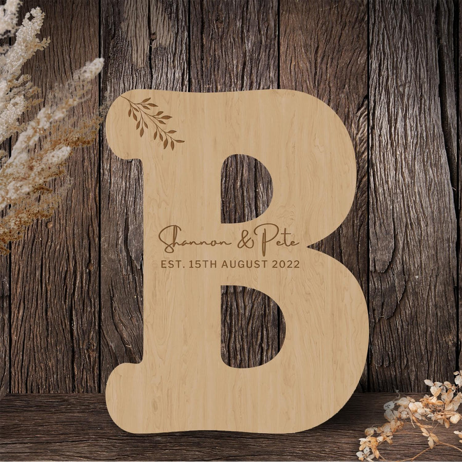 Custom Engraved Wooden Guest Book Alternative, Personalised Wooden Family Name Letter,  Rustic/ Vintage/  Boho, Country Wedding Decor, Engagement/ Birthday Signage on Easel,  Laser Cut GuestBook