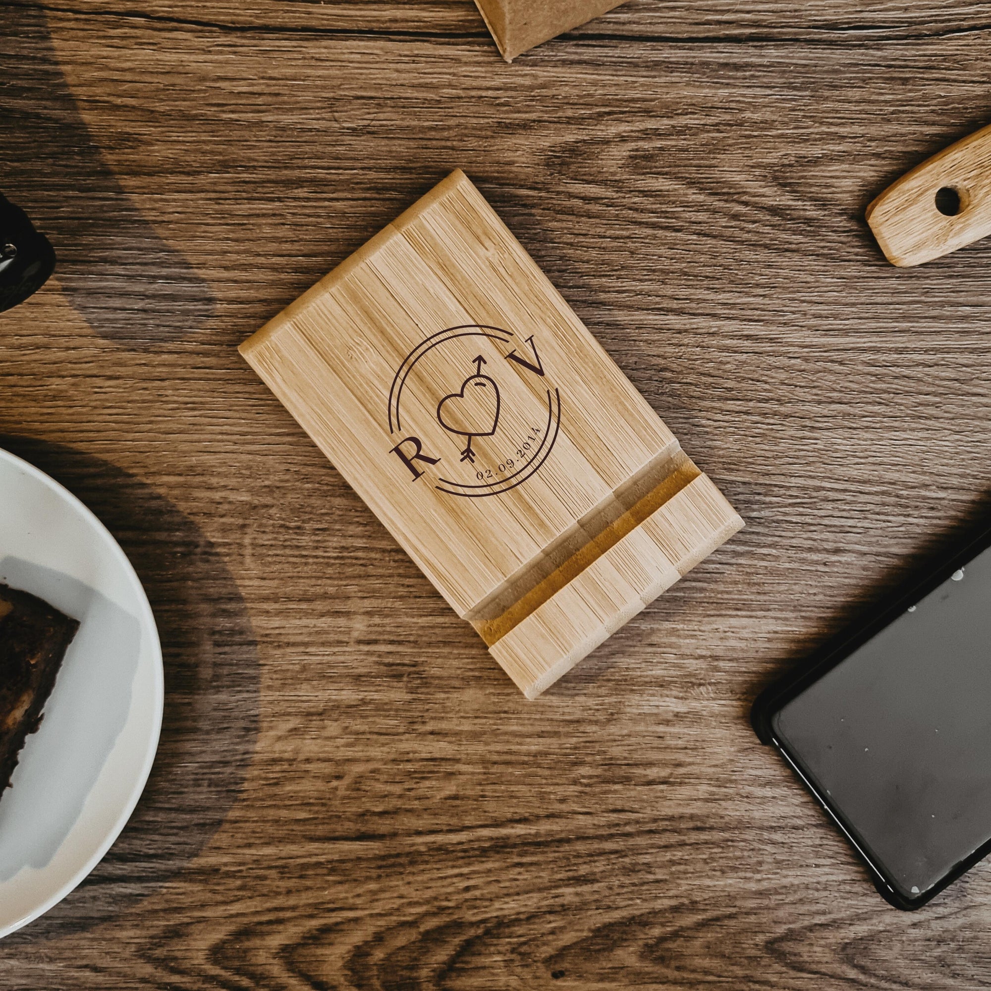 Personalised Bamboo Phone Stand Holder