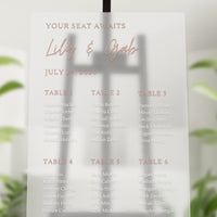 Custom Frosted/ Clear Wedding Seating Chart Sign, Personalised Guest Plan/ Find Table Take a Seat, Modern, Luxury Reception Event Decor