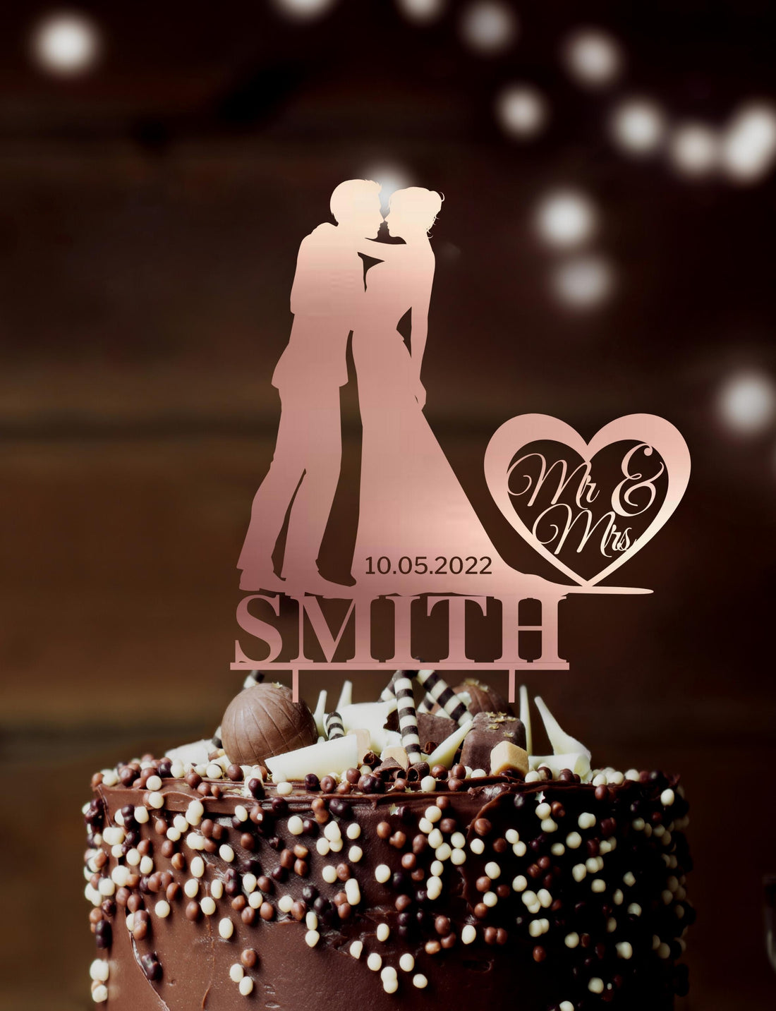 Bride Groom Image Date with Names Cake Topper – Quick Creations