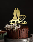 Personalised MDF/ Mirror Acrylic Wedding Silhouette Cake Topper, Custom Name & Date Bridal & Groom, Hens, Event Party Supply Decor