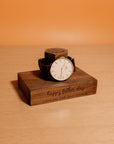 Personalised Wooden Watch Display Stand, Custom Engraved Solid Walnut/ Ash Watches Storage Organiser, Eco Unique Decor Gift for Dad/ Him