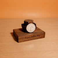 Personalised Wooden Watch Display Stand, Custom Engraved Solid Walnut/ Ash Watches Storage Organiser, Eco Unique Decor Gift for Dad/ Him