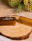 Personalised Wooden Engagement Proposal Ring Bearer Box, Custom Engraved Wedding Single Slot Solid Walnut Rectangle Ring Holder Storage, Anniversary Gift 