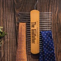 Personalised Wooden Tie & Belt Hanger,  Custom Engraved Wardrobe Organiser, Gift for Dad/ Grandma/ Grandpa/ Him/ Groomsman, Father's Day