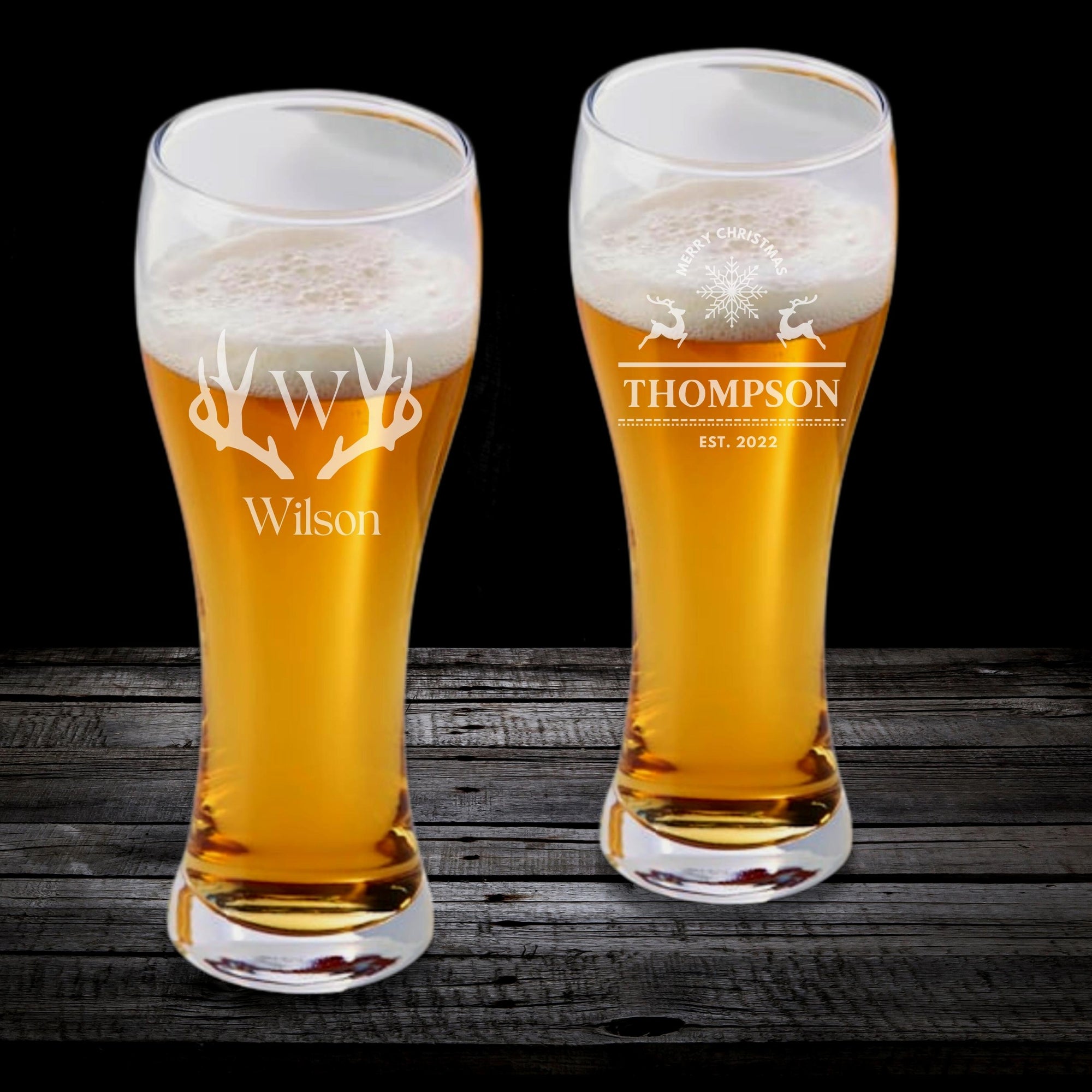 Christmas Engraved 630ml Pilsner Beer Glass