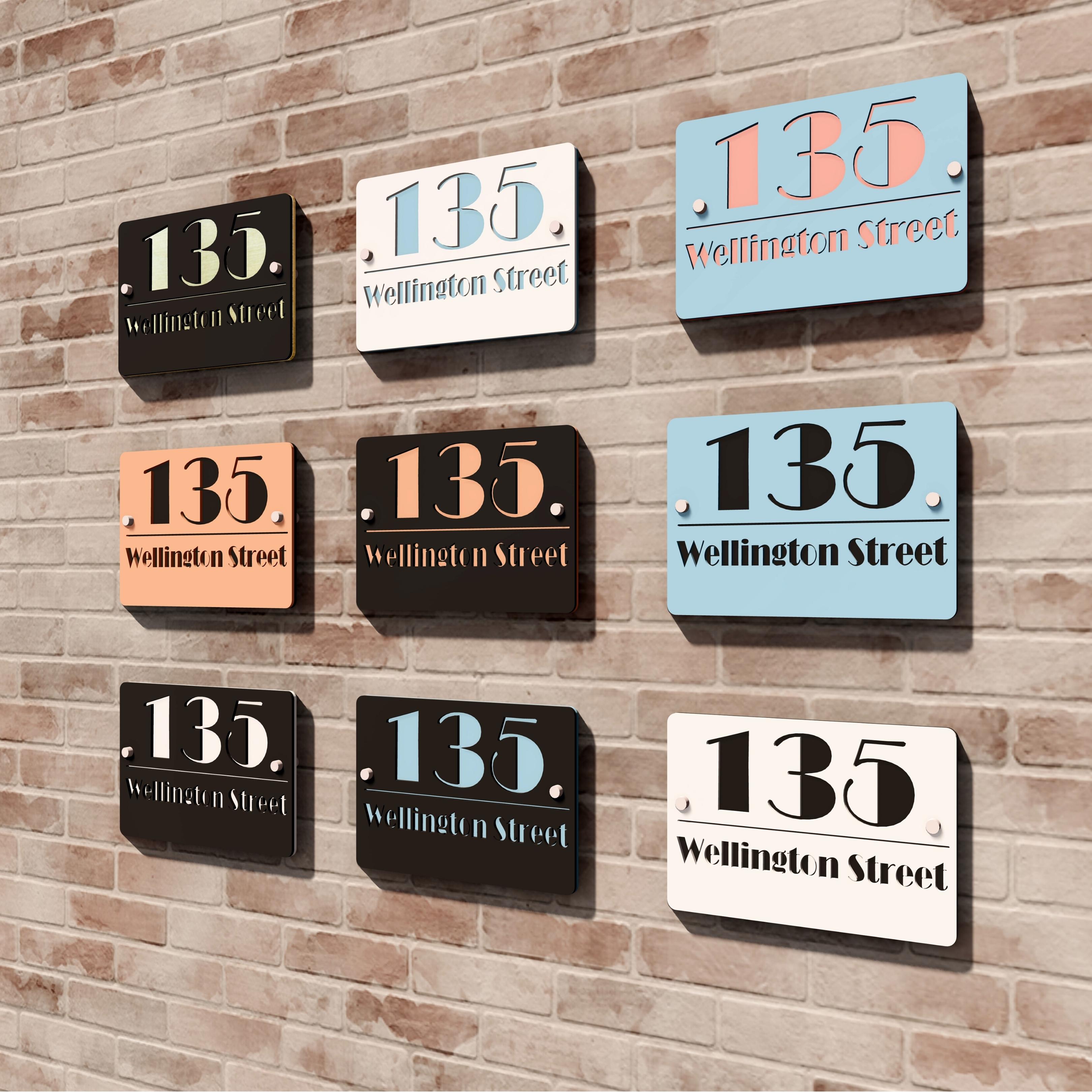 Personalised Floating House Number Mirror Acrylic Sign, Custom Laser ...
