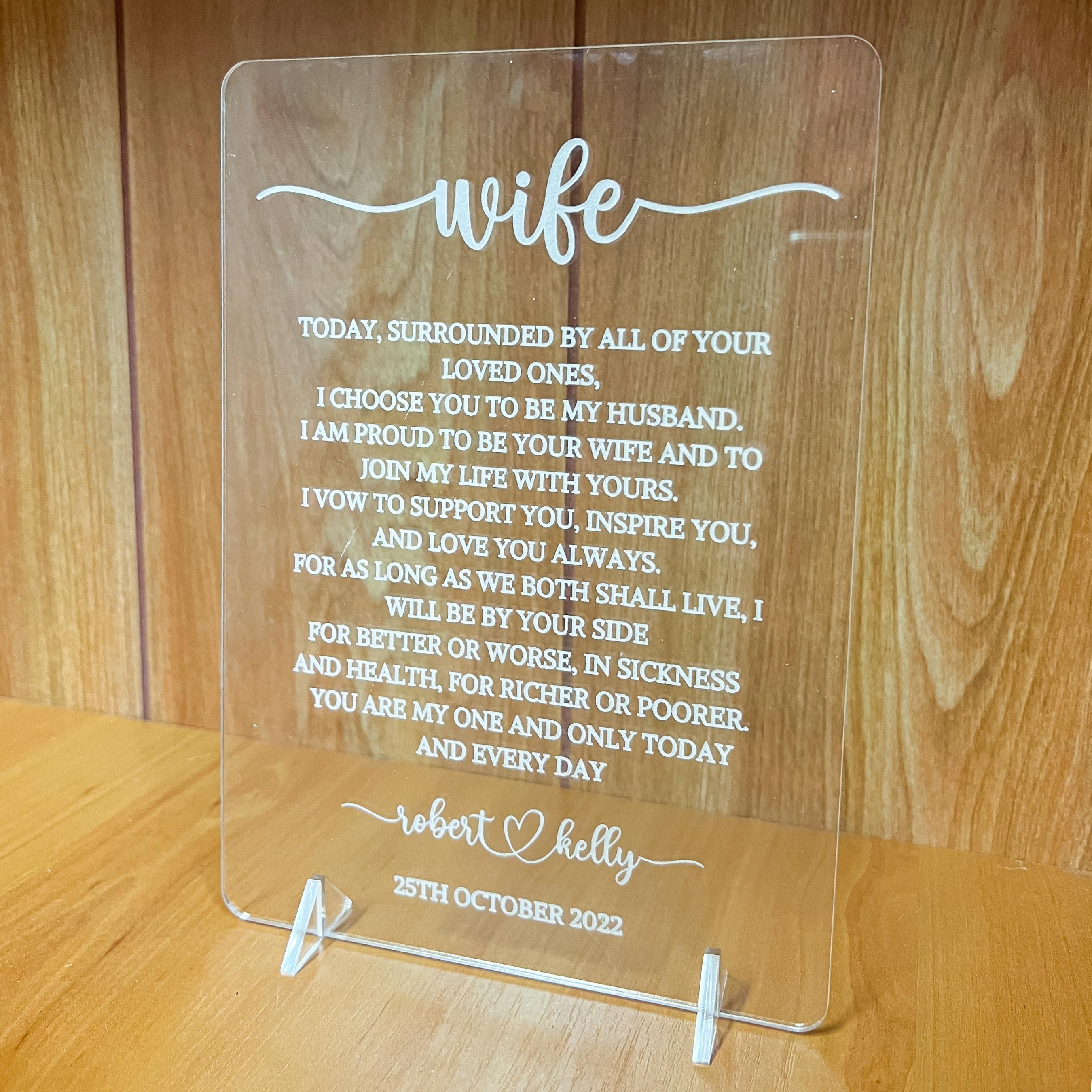 Engraved newest Acrylic Vows (SET OF TWO)