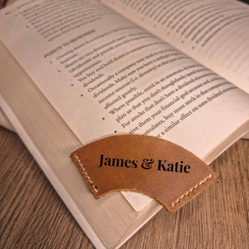 Personalised Cowhide Leather Round Corner Bookmark/ Monogram Custom Laser Engraved/ Gift for Him & Her/ Father/ Birthday/ Mum/ Book Lovers