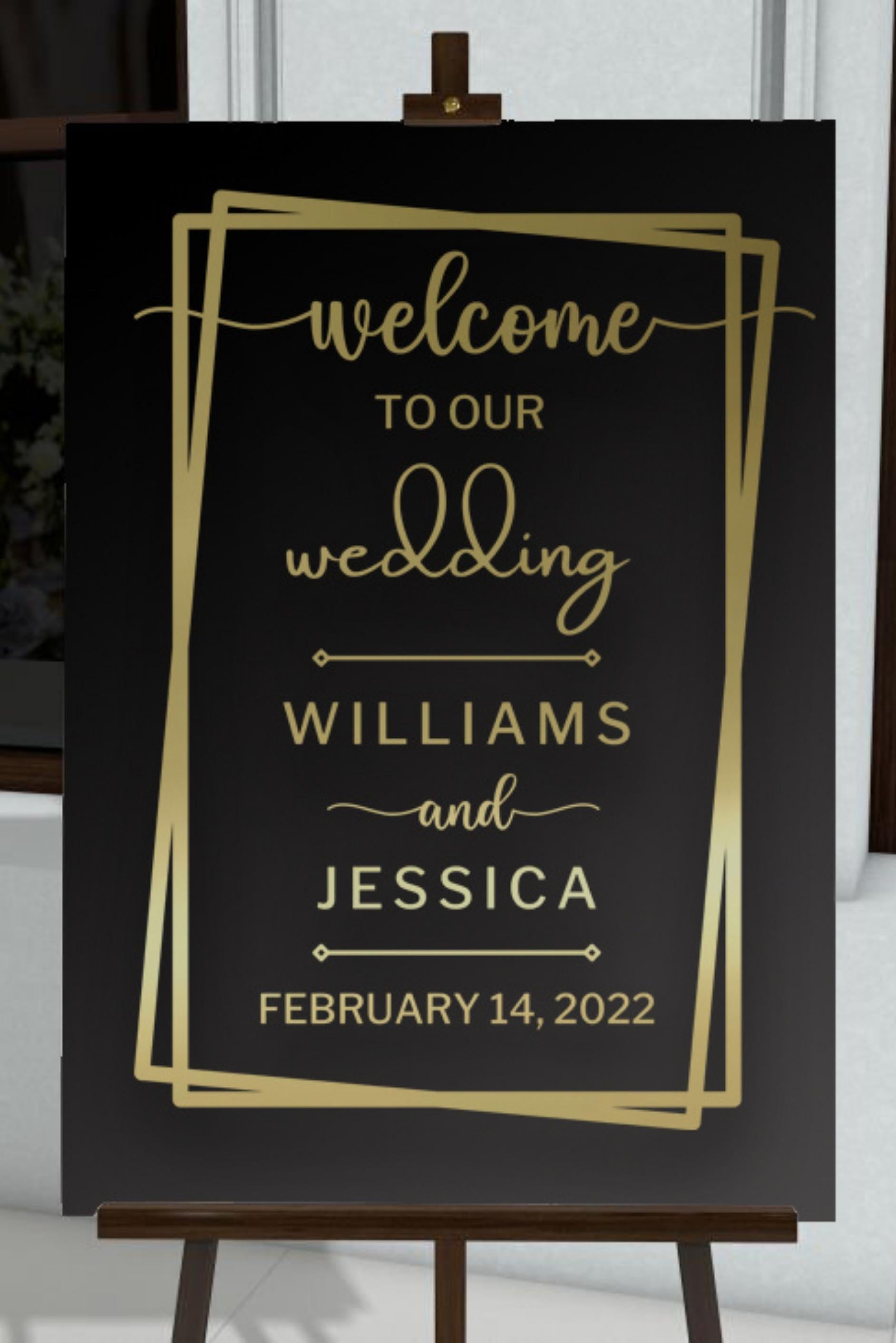 Custom Acrylic Wedding Welcome 3D Sign, Personalised Rose/ Gold Mirror Names, Ceremony/ Event/ Engagement/ Bridal Shower/ Birthday Signage on Easel