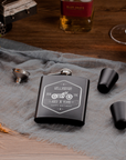 Personalised Engraved Stainless Steel 170ml 6oz Hip Flask, Funnel & Shot Glasses - FREE Gift Boxed, Laser Etching Custom Logo Wedding/ Groomsman/ Godfather Favour