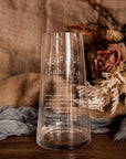 Personalised Large Tapered Clear Glass Vase, Custom Engraved Memorial Wedding Gift for Bridesmaid, Mother of Bride/ Groom, Housewarming, Anniversary