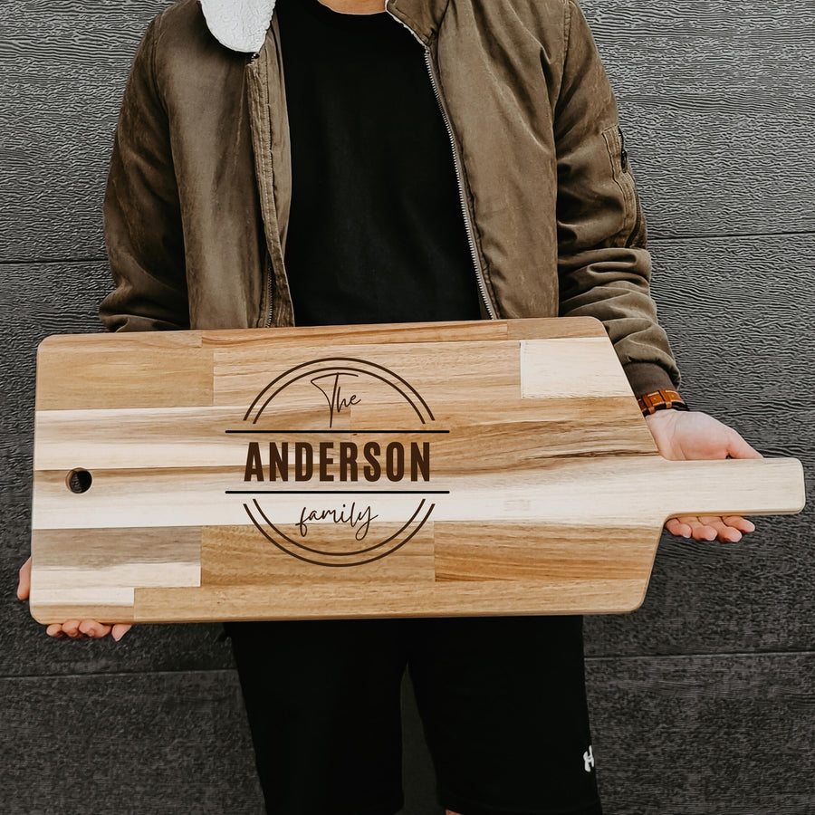 Personalised Giant Acacia Wooden Charcuterie, Cheese/ Chopping/ Cutting  Board, Timber Engraved Custom Wedding/ Anniversary/ Housewarming/ Kitchen Gift