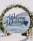 Custom Wooden/ Acrylic Welcome To Our Wedding Hanging Sign, Personalised Name & Date Signage, Hedge Photo Prop, Event Wall Hoop, Bridal Shower, Anniversary, Stag Hens Party, Birthday Backdrop Decor