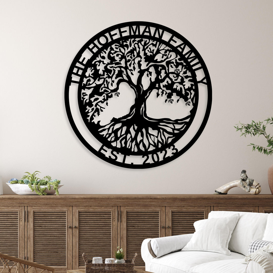 Custom Made Wooden/ Acrylic Last Name Tree Of Life Sign, Personalised Family Hoop Wall Display, Housewarming, Wedding, Anniversary Signage