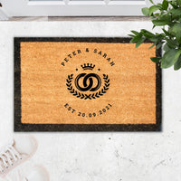 Customised Engraving Black Border Doormat, Personalised Initial/ Couple/ Family/ Welcome Entry Outdoor Coir Mat, House Warming/ Wedding Gift