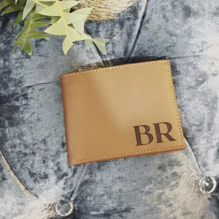Engraved Smooth Genuine Leather Wallet