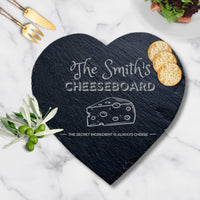 Personalised Heart Slate Serving Cheese Board, Custom Engraved Charcuterie Platter Placemat, Wedding Housewarming Gift for Mom Nanny Grandma