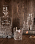 Engraved Carving Whiskey Decanter Set & 4 Scotch Glasses, Personalised Custom Monogram Initial Carafe, Tumbler, Housewarming, Groomsmen Gift