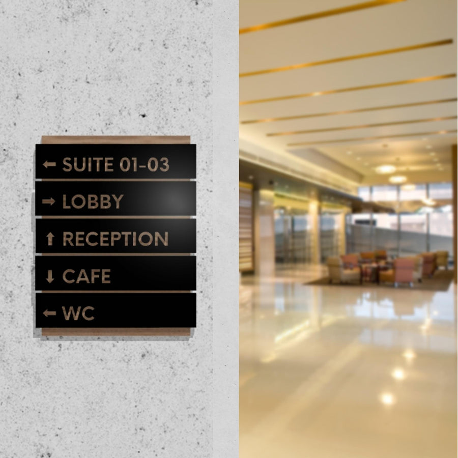 Personalised Wooden & Acrylic Wayfinding/ Location Signage/ Custom Made Directional Sign, Room Name/ Arrow Signs, Number Plaque, Wall Room Plate, Company Signage for Office, Apartment, Hotel, Gym, Restaurant