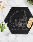 Personalised Hexagon Slate Serving Cheese Board, Custom Engraved Charcuterie Platter, Wedding, Anniversary, Corporate, Housewarming Gift