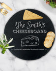 Personalised Round Slate Serving Cheese Board, Custom Engraved Charcuterie Platter, Wedding, Anniversary, Corporate, Housewarming Gift