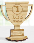 Personalised Number One Daddy Wooden Trophy Award, Engraved World Greatest Grandpa Trophies, Custom Keepsake Gifts for 