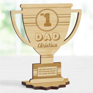 Personalised Number One Daddy Wooden Trophy Award, Engraved World Greatest Grandpa Trophies, Custom Keepsake Gifts for #1 Dad, Father's Day, Husband