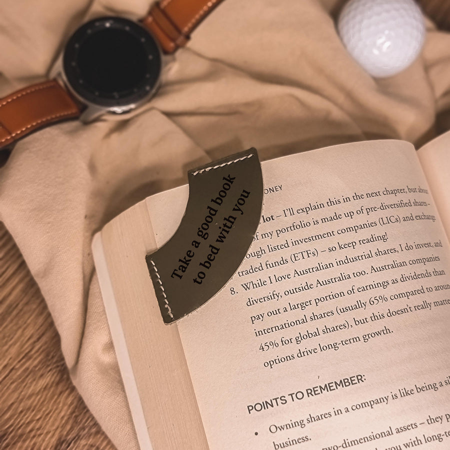 Personalised Cowhide Leather Round Corner Bookmark/ Monogram Custom Laser Engraved/ Gift for Him & Her/ Father/ Birthday/ Mum/ Book Lovers