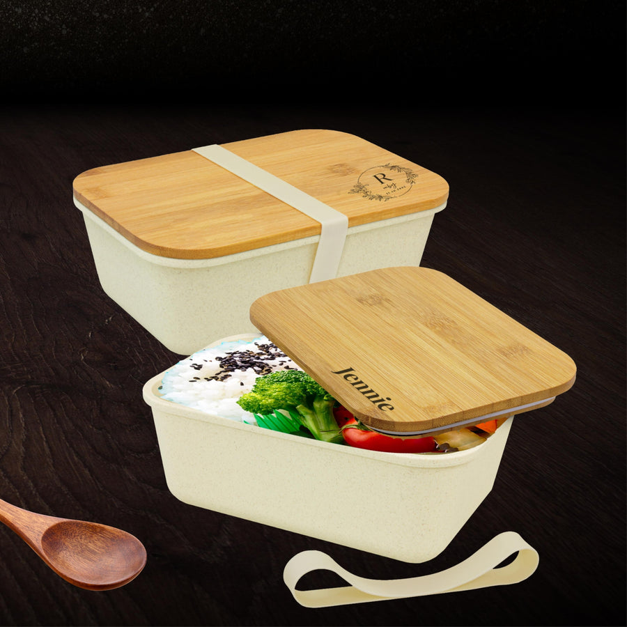 Custom Engraved Bamboo Lid Bento Lunch Box, Personalised Mother/ Father Day's Present, Kid Meal Container, Corporate Gift