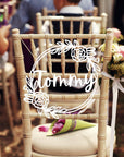 Custom Pair of Mr & Mrs Wedding Chair Hoop Sign - Scribble Flower