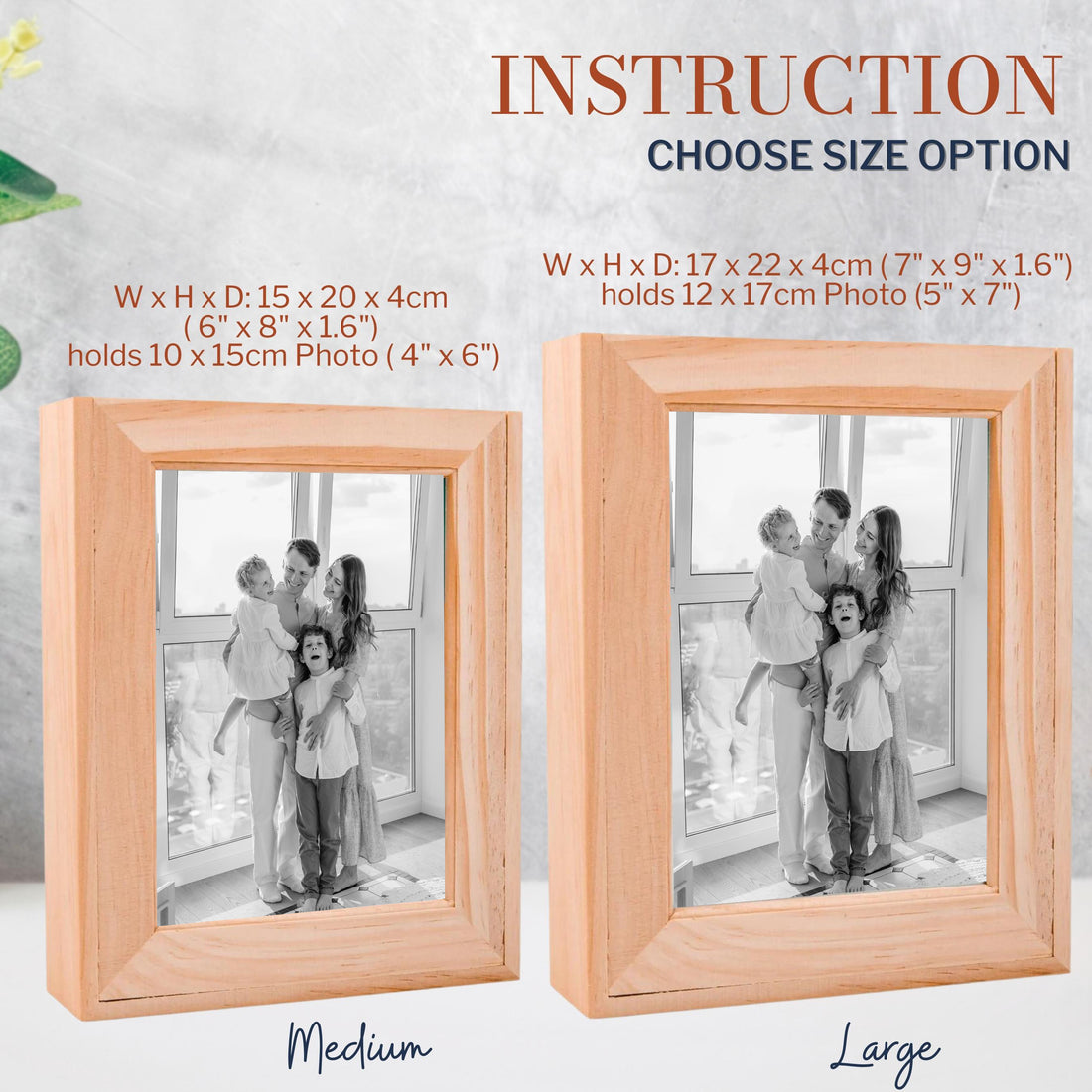 Personalised Wooden Keepsake Memory Photo Frame Box, Engraved Custom Picture Frames, Housewarming/ Birthday, Mom-Dad, Teacher, Grandparents, Godparents, Baby, Wedding Favour