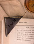 Personalised Cowhide Leather Triangle Heart Bookmark/ Monogram Custom Laser Engraved/ Gift for Him & Her/ Father/ Birthday/ Mum/ Book Lovers