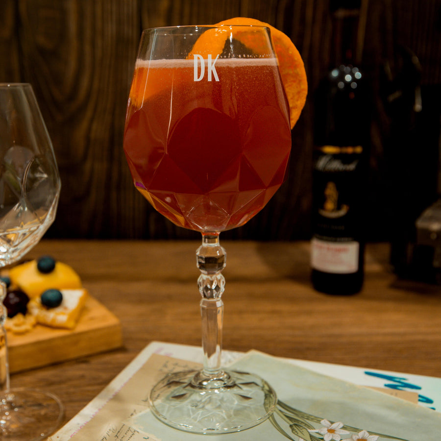 Personalised 530ml Cocktails/ Wine Italian Crystal Glass, Engraved Monogram Scotch Glassware, Housewarming, Bridesmaid, Wedding Gift for Mom