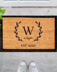 Customised Engraving Black Border Doormat, Personalised Initial/ Couple/ Family/ Welcome Entry Outdoor Coir Mat, House Warming/ Wedding Gift