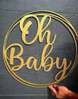 Custom Made Oh Baby Name Scribble Sign Hoop, Personalised Laser Cut Baby Announcement Hanging Signage, Birthday/ Christening/ Baptism Shower Decor Australia