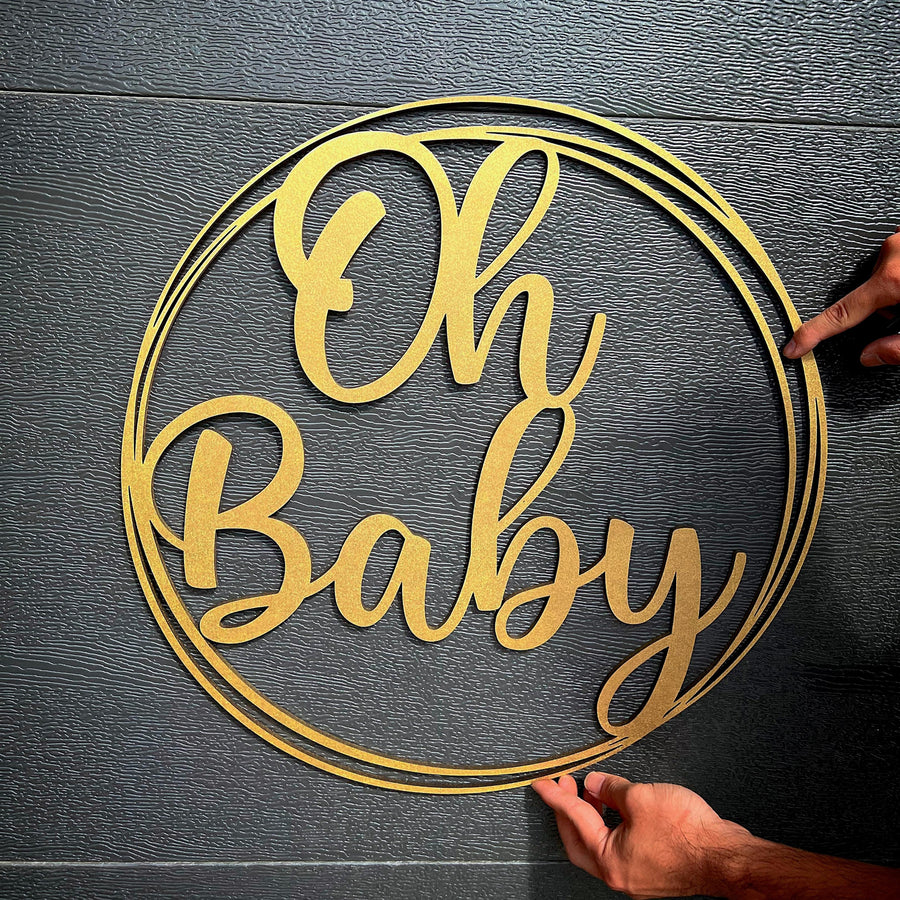 Custom Made Oh Baby Name Scribble Sign Hoop, Personalised Laser Cut Baby Announcement Hanging Signage, Birthday/ Christening/ Baptism Shower Decor Australia