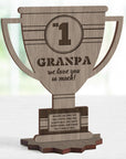 Personalised Number One Daddy Wooden Trophy Award, Engraved World Greatest Grandpa Trophies, Custom Keepsake Gifts for 