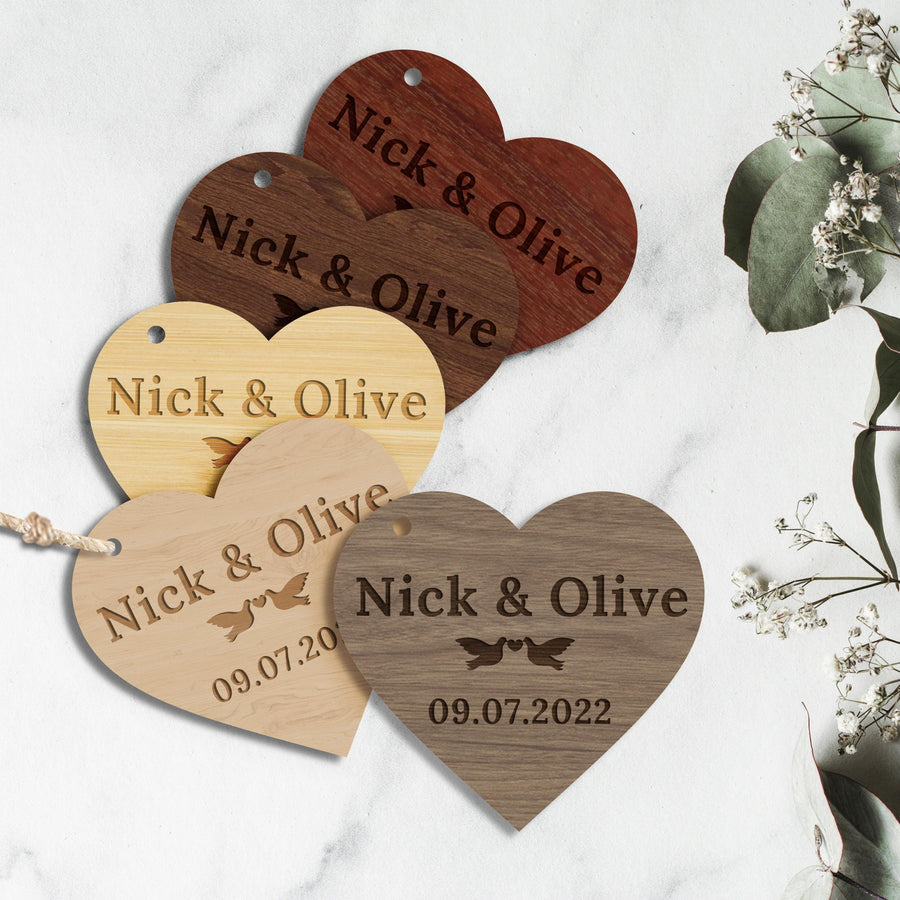 Custom Engraved Wooden/ Acrylic Heart Thank You Gift Tags, Wedding Favours, Personalised Tables Plaque - Engagement/ Bridal Shower/ Birthday