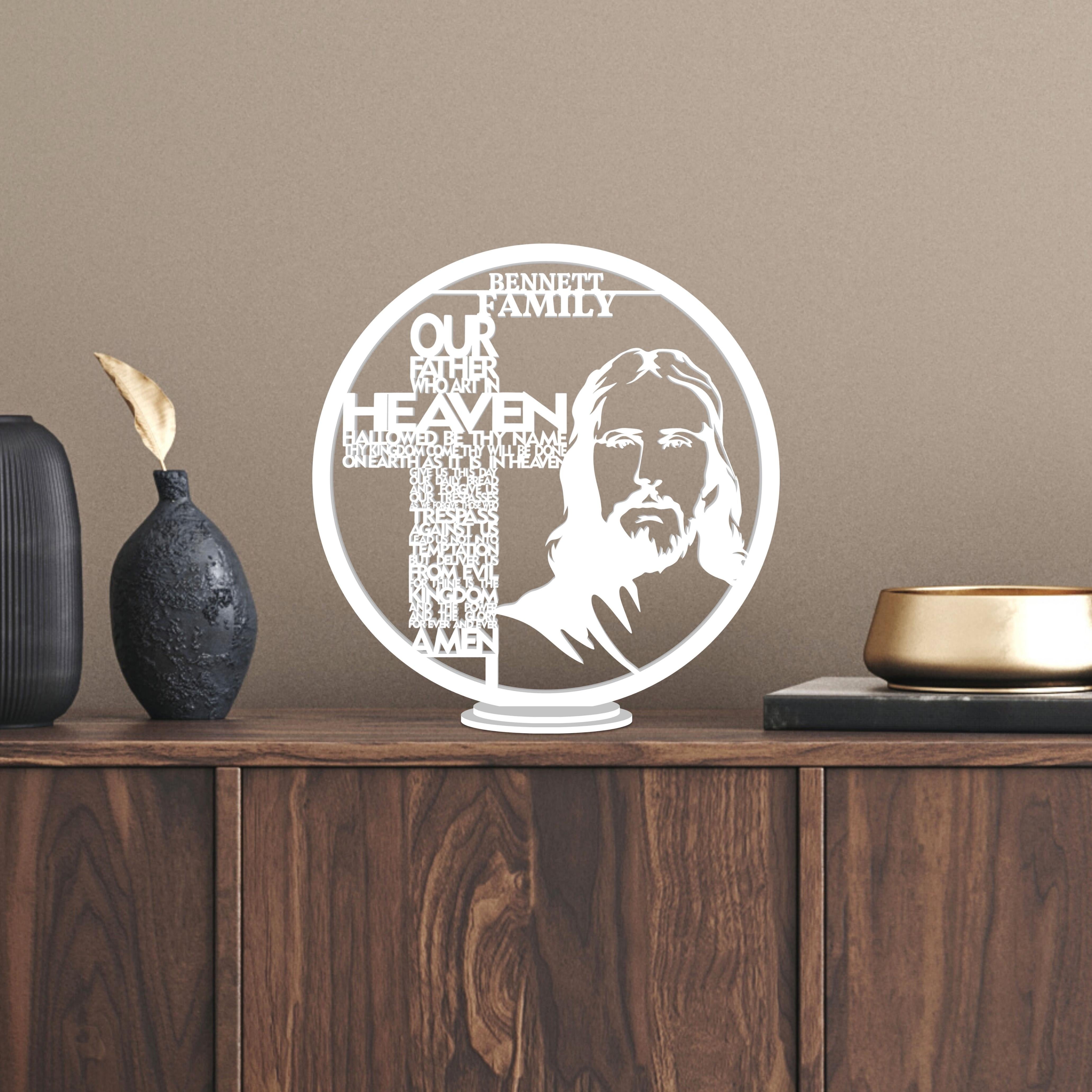 Custom Wooden/ Acrylic Our Father Lords Cross Jesus Chris Table Sign ...