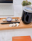 Personalised Ash Wood Round Catchall Tray & Drink Holder, Jewellery/ Tech/ Serving Valet, Custom Engraved Timber Organiser, Desk Accessories