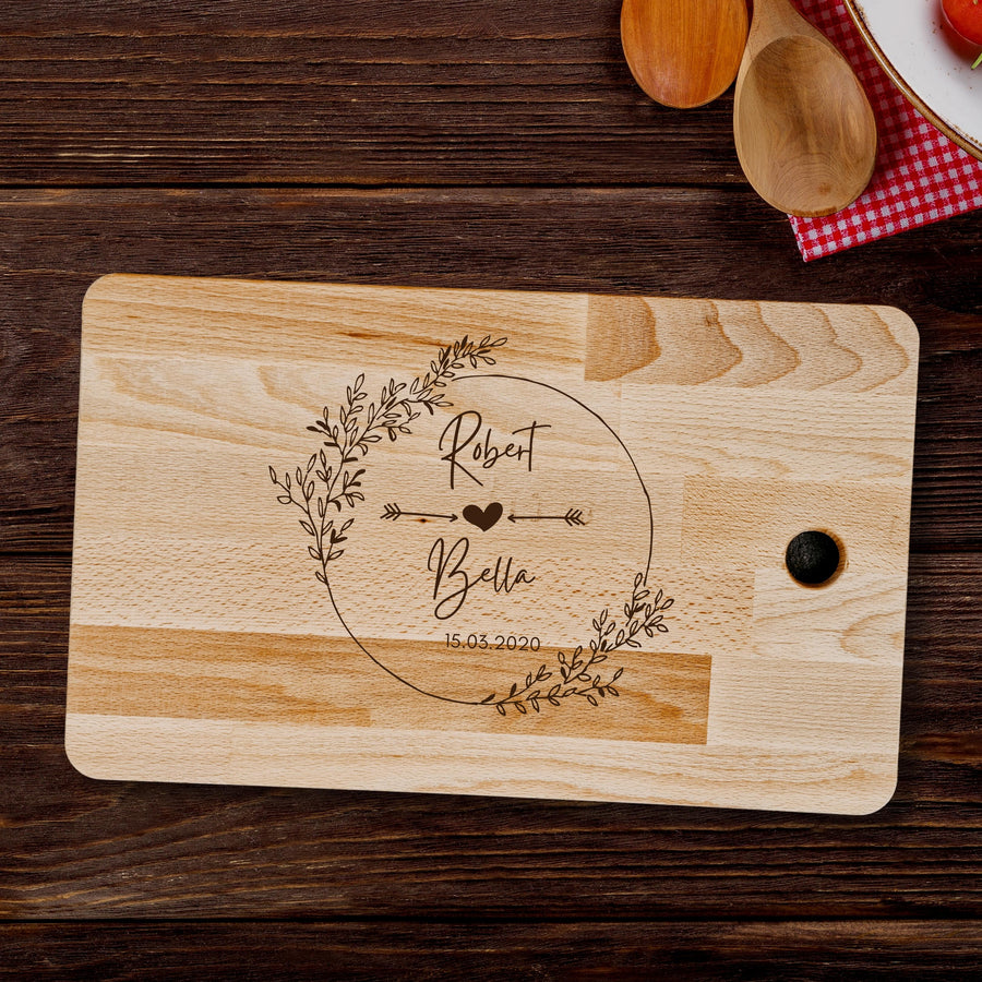 Personalised Beech Wood Chopping/ Cutting Board, Engraved Custom Cheese, Charcuterie Serving Tray, Housewarming Gift for Mom, Nanny, Grandma