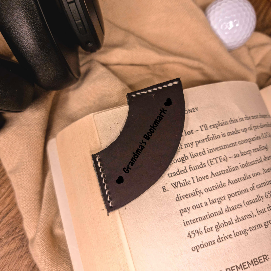 Personalised Cowhide Leather Round Corner Bookmark/ Monogram Custom Laser Engraved/ Gift for Him & Her/ Father/ Birthday/ Mum/ Book Lovers