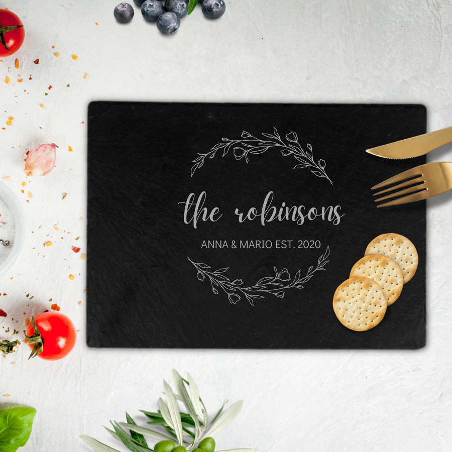 Personalised Rectangle Slate Serving Cheese Board, Custom Engraved Charcuterie Platter, Wedding, Anniversary, Corporate, Housewarming Gift