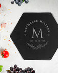 Personalised Hexagon Slate Serving Cheese Board, Custom Engraved Charcuterie Platter, Wedding, Anniversary, Corporate, Housewarming Gift