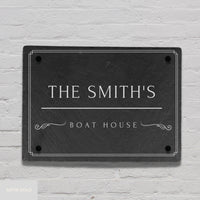 Personalised Rectangle Slate Door Number Plaque/ House Name Sign/ Charcoal Plate Custom Engraved Gate/ Rustic Farmhouse Signage/ House Warming Gift