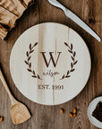 Custom Engraved Solid Wood Lazy Susan Tray, Cheese Serving Round Spin Board, Personalised Timber Housewarming Gift