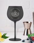 Engraved 600ml Matte Black Gin/ Spirits Stemless Wine Glass, Personalised Custom Monogram Barware, Housewarming/ Wedding, Bridesmaid Gift