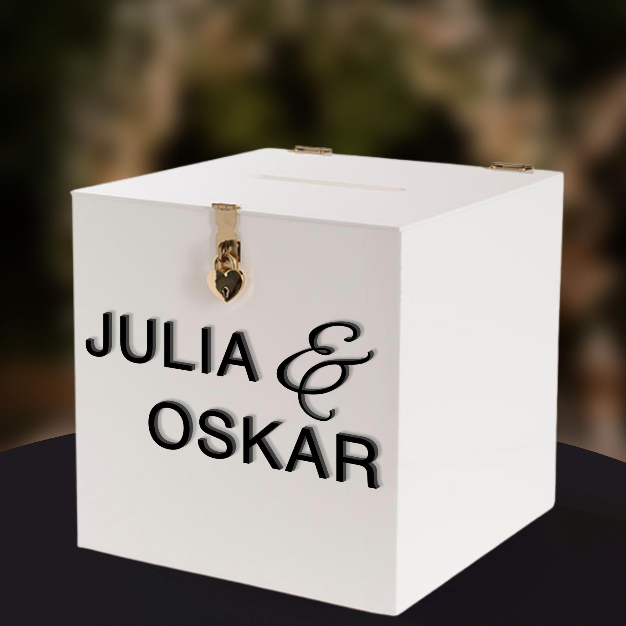 Personalised White Acrylic Name &amp; Date Wedding Wishing Well Box, Custom Logo Gift Card, Envelope, Money Boxes, Baptism Christening, Birthday