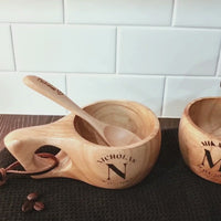 Engraved Kuksa Wooden Mug & FREE Spoon